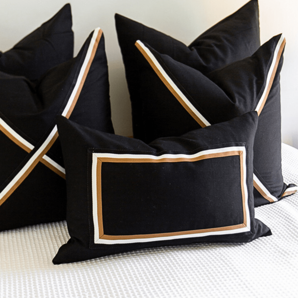 Bandhini - Design House Black Friday 23 Braid Cayman Cross Black Lounge Cushion 55 x 55cm