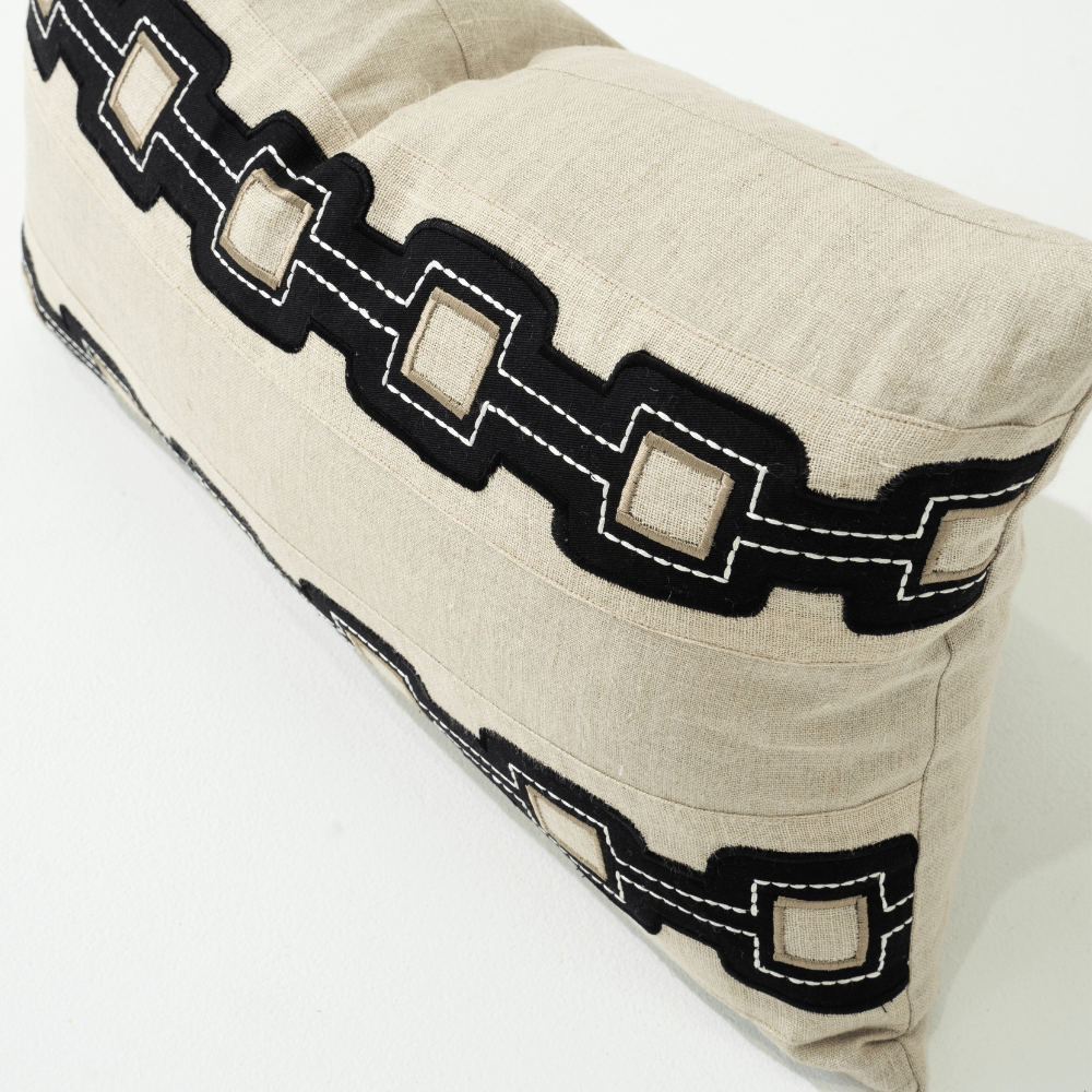 Bandhini Design House Braid Geo Natural Lumbar Cushion 35 x 53cm