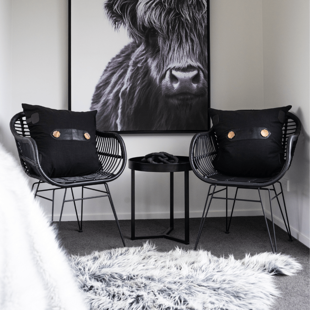 Bandhini Design House Leather Belt Black Lounge Cushion 55 x 55cm