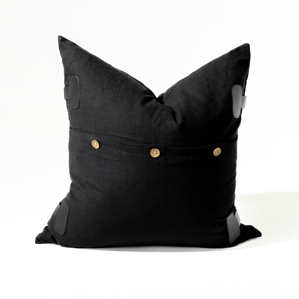 Bandhini Design House Leather Belt Black Lounge Cushion 55 x 55cm