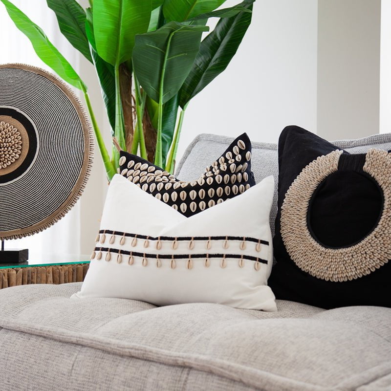 Bandhini Design House Lounge Cushion Black Shell Ring White & Black Lounge Cushion 55 x 55cm
