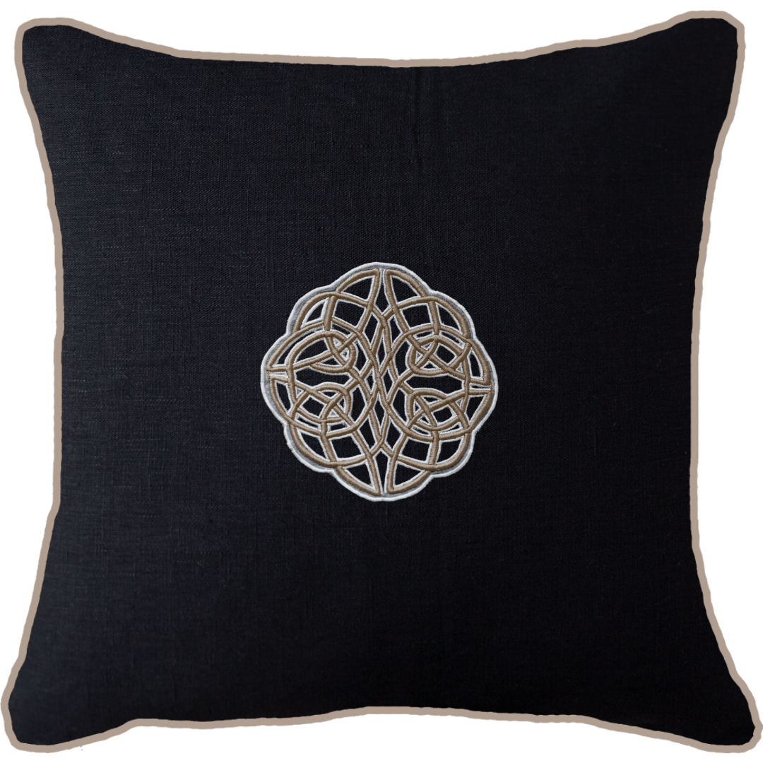 Bandhini Design House Lounge Cushion Celtic Knot Black & Natural Lounge Cushion 55 x 55cm
