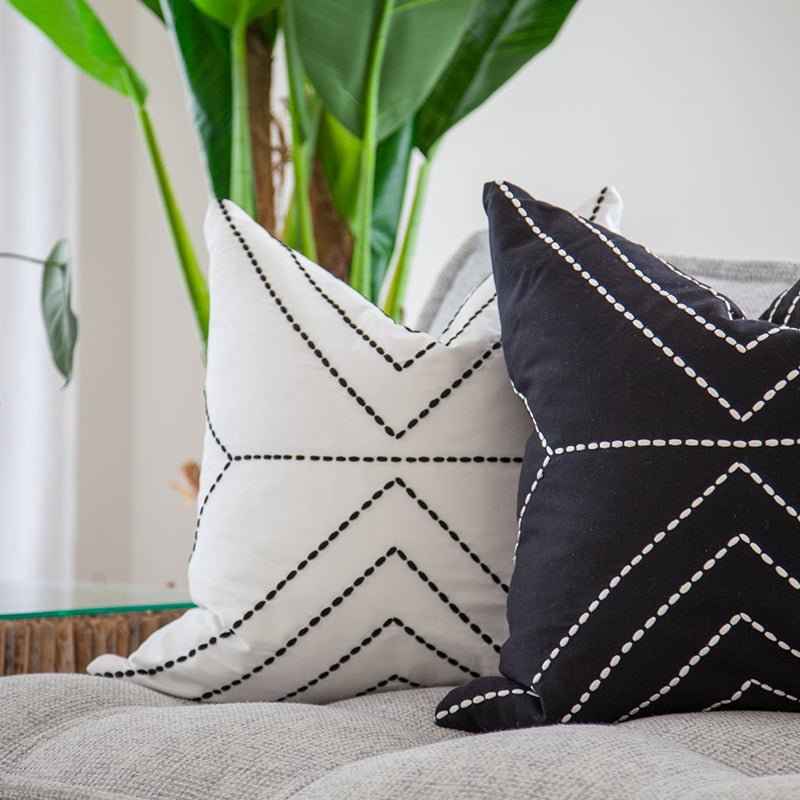 Bandhini Design House Lounge Cushion Dot Crop Lines Black & White Lounge Cushion 55 x 55cm