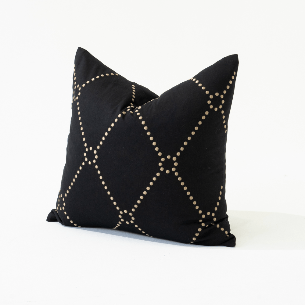 Bandhini Design House Lounge Cushion Dot Diamond Black Medium Cushion 50 x 50cm