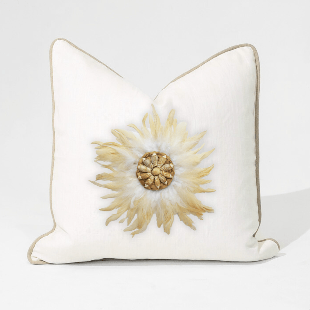 Bandhini Design House Lounge Cushion Feather Shell White Juju White & Natural Lounge Cushion 55 x 55cm