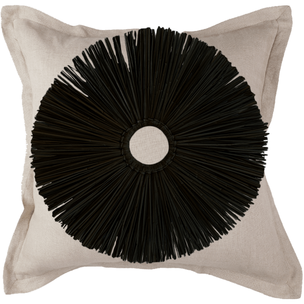 Bandhini Design House Lounge Cushion Grass Ring Black Natural Euro Cushion 65 x 65cm