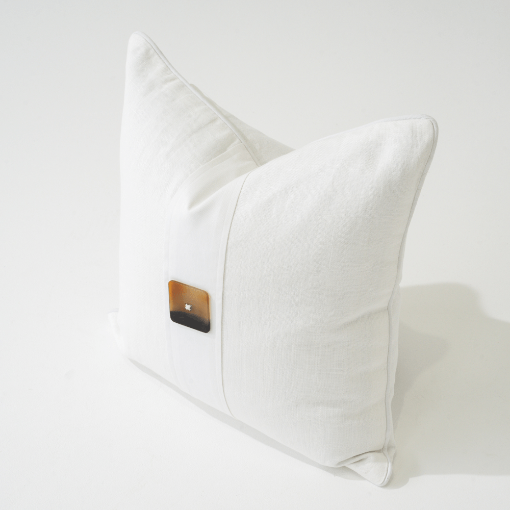 Bandhini Design House Lounge Cushion Horn Button White Lounge Cushion 55 x 55cm