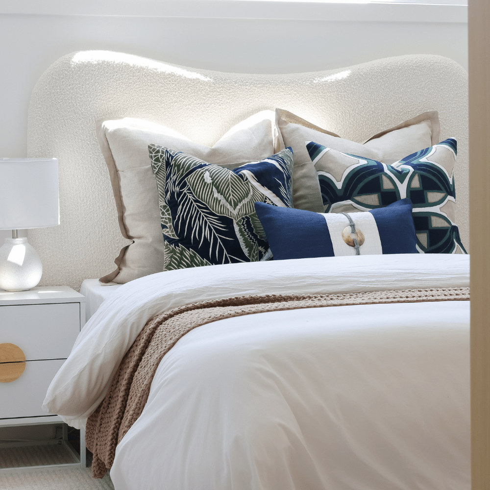 Bandhini Design House Lounge Cushion Rake Applique Velvet Ocean Lounge Cushion 55 x 55cm