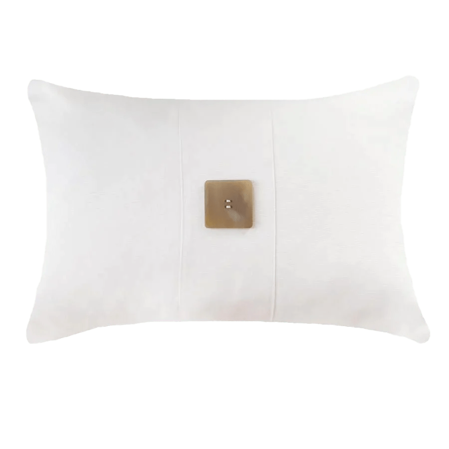 Bandhini - Design House Lounge Cushion White Horn Button Lumbar Cushion 35 x 53cm