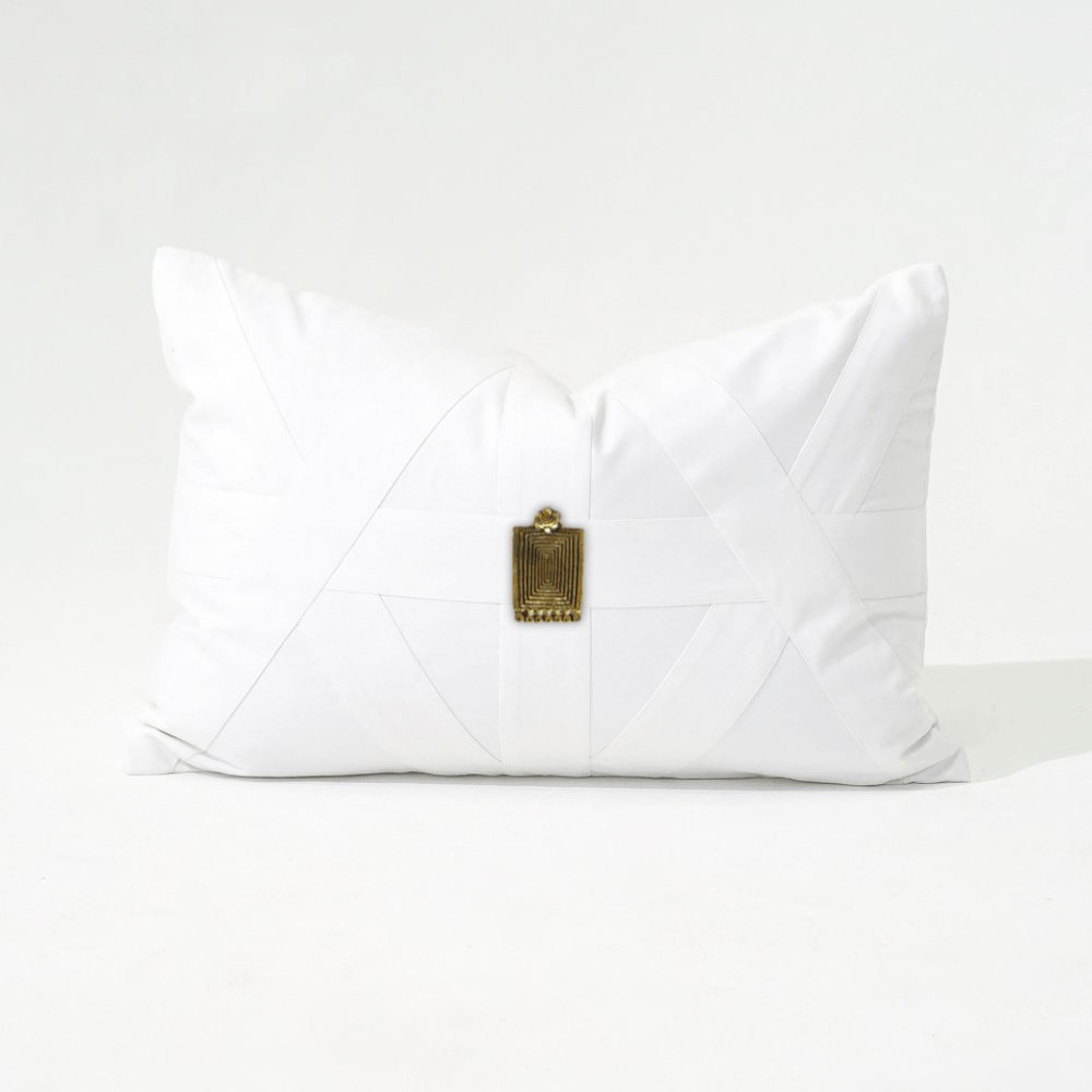 Bandhini Design House Lumber Cushion Amulet Cairo White Lumbar Cushion 35 x 53cm