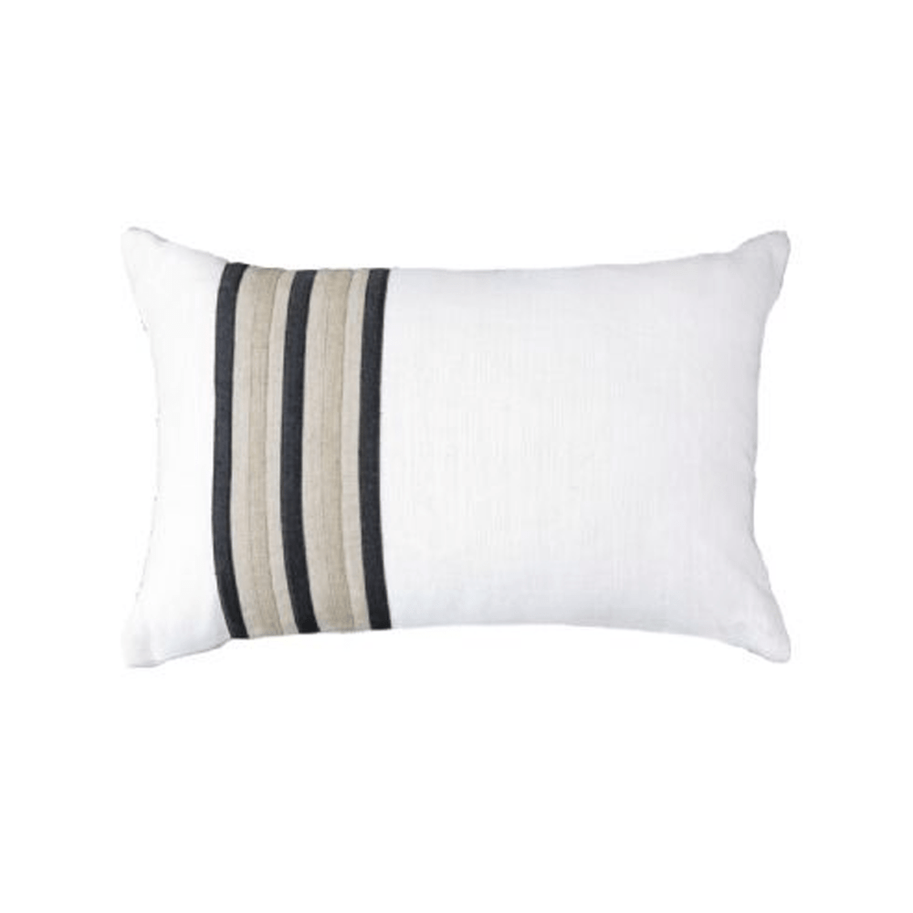 Bandhini Design House Lumber Cushion Linen Modern Regents Stripes White Lumbar Cushion 35 x 53cm