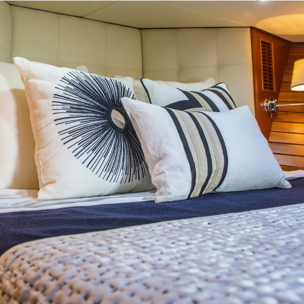 Bandhini Design House Lumber Cushion Linen Modern Regents Stripes White Lumbar Cushion 35 x 53cm