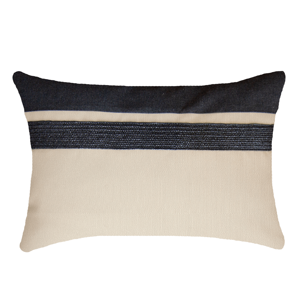 Bandhini Design House Outdoor Charcoal / Cover only Outdoor Nautical Juliet Black Lumbar Cushion 35 x 53cm