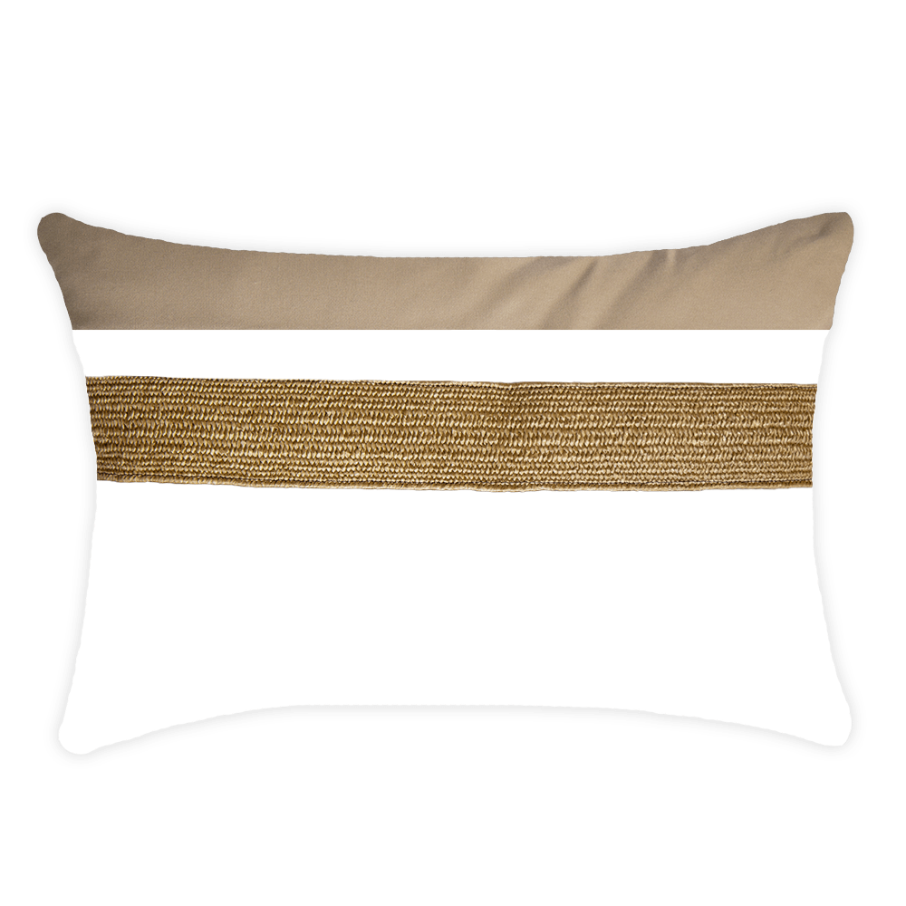 Bandhini Design House Outdoor White / Cover only Outdoor Nautical Juliet Gold Lumbar Cushion 35 x 53cm