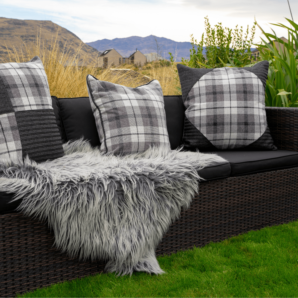 Bandhini Design House Tartan Piped Black Lounge Cushion 55 x 55cm