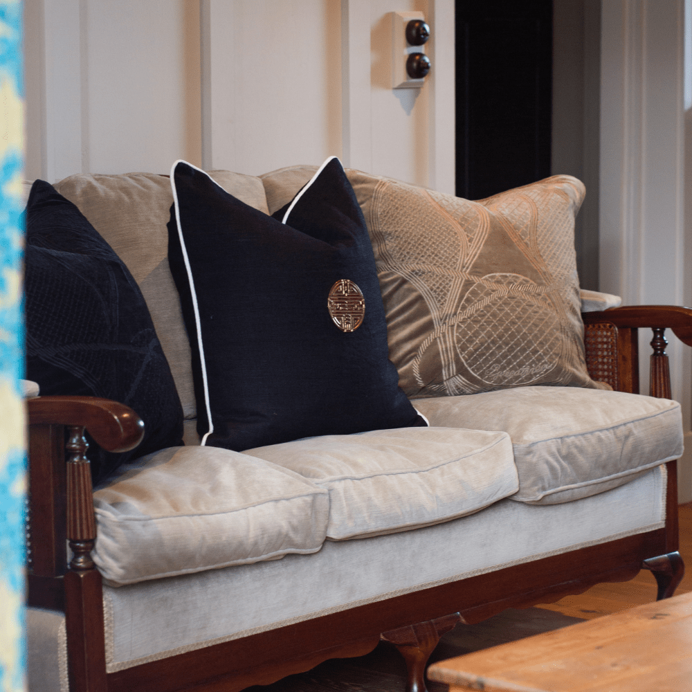 Bandhini Design House Velvet Saddle Beige Lounge Cushion 55 x 55cm