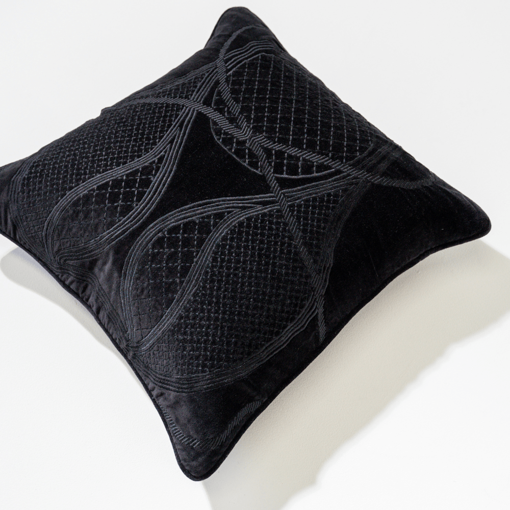 Bandhini Design House Velvet Saddle Black Lounge Cushion 55 x 55cm