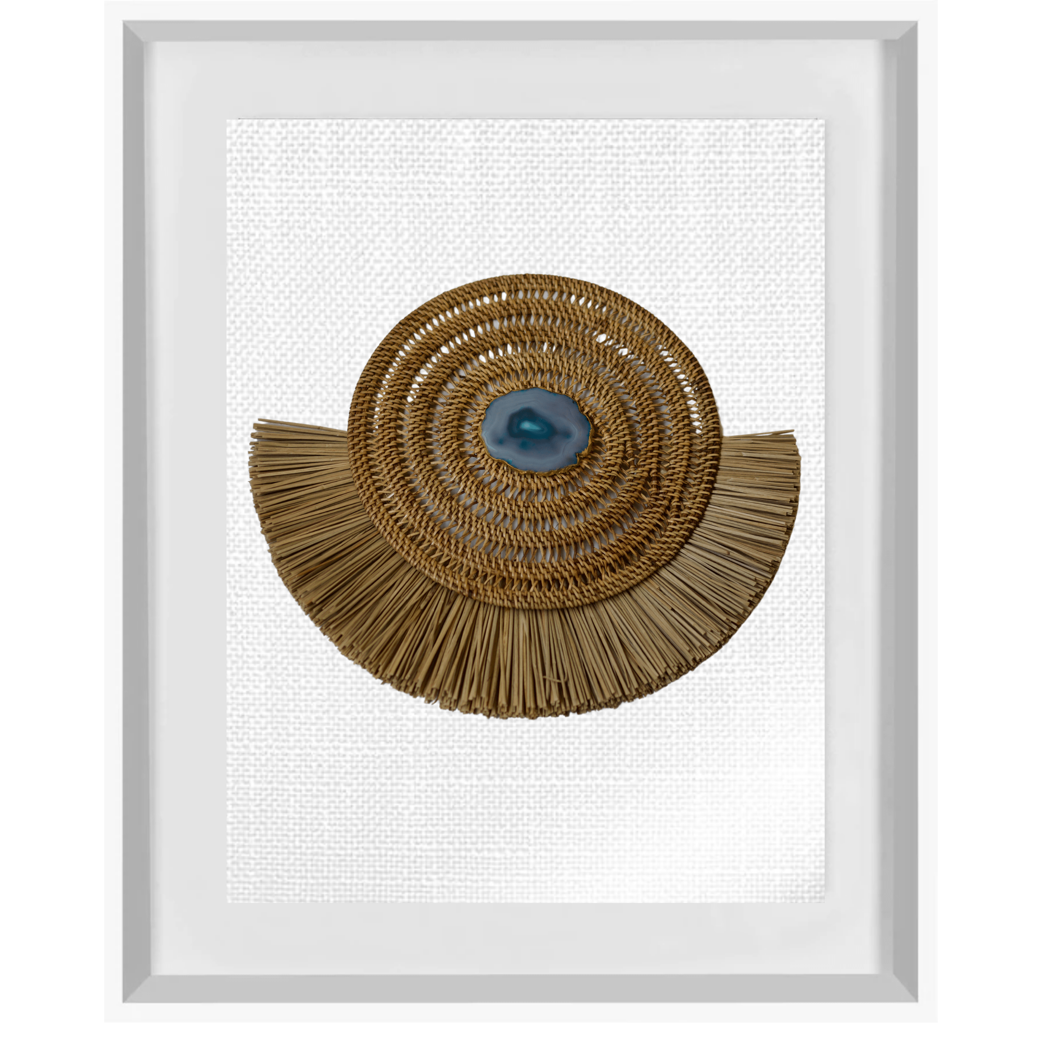 Bandhini Homewear Design Artwork White / White Blue Agate Natural Grass Ring Artwork 67 x 85 cm