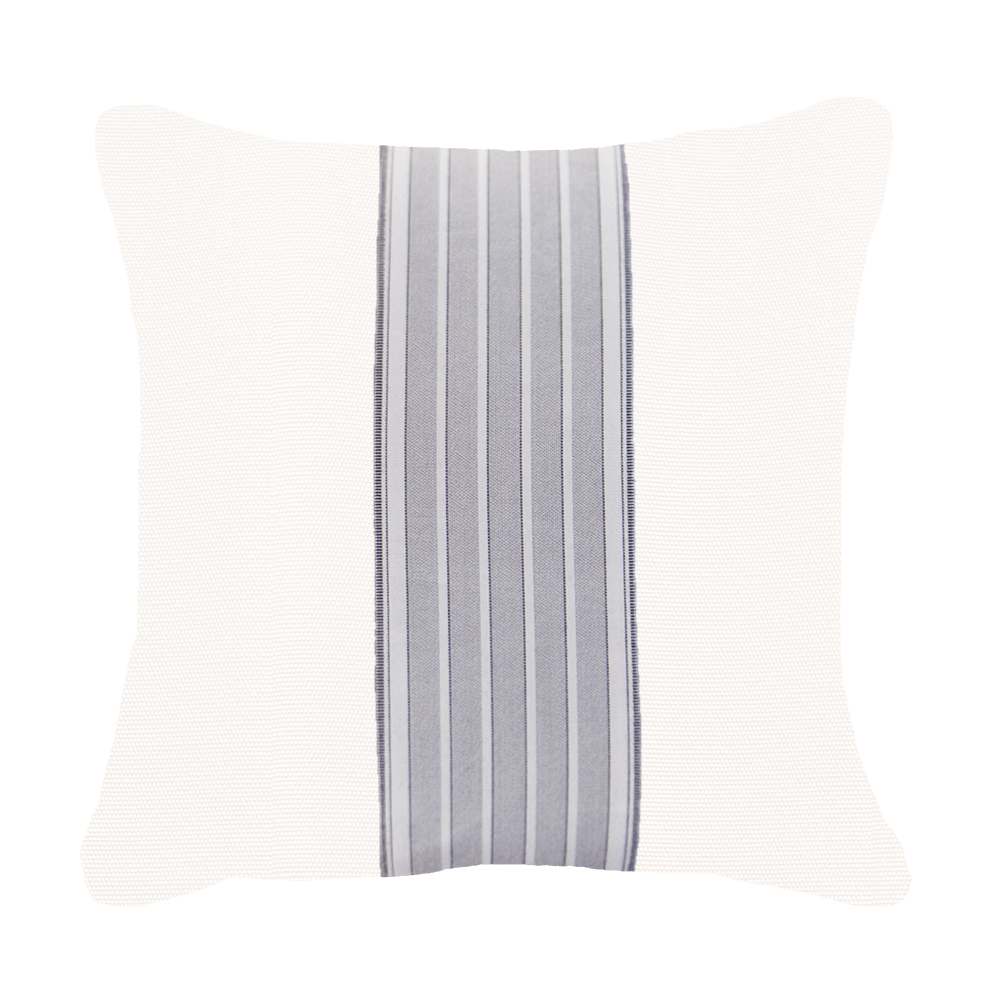 Bandhini Homewear Design Outdoor Cushion White Outdoor Ticking Stripe Sash Medium Cushion 50 x 50cm