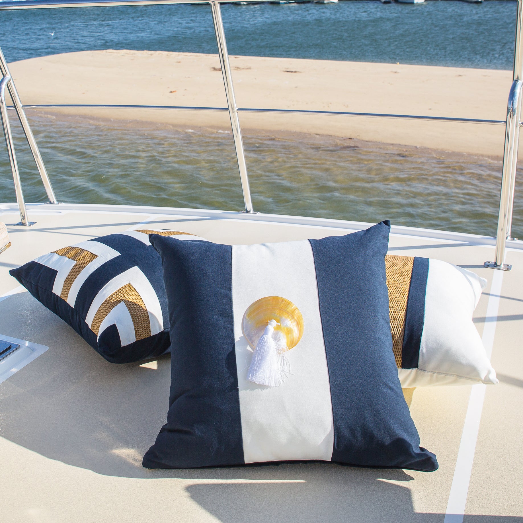 Bandhini Homewear Design Outdoor Outdoor Shell Tassel Medium Cushion 50 x 50cm