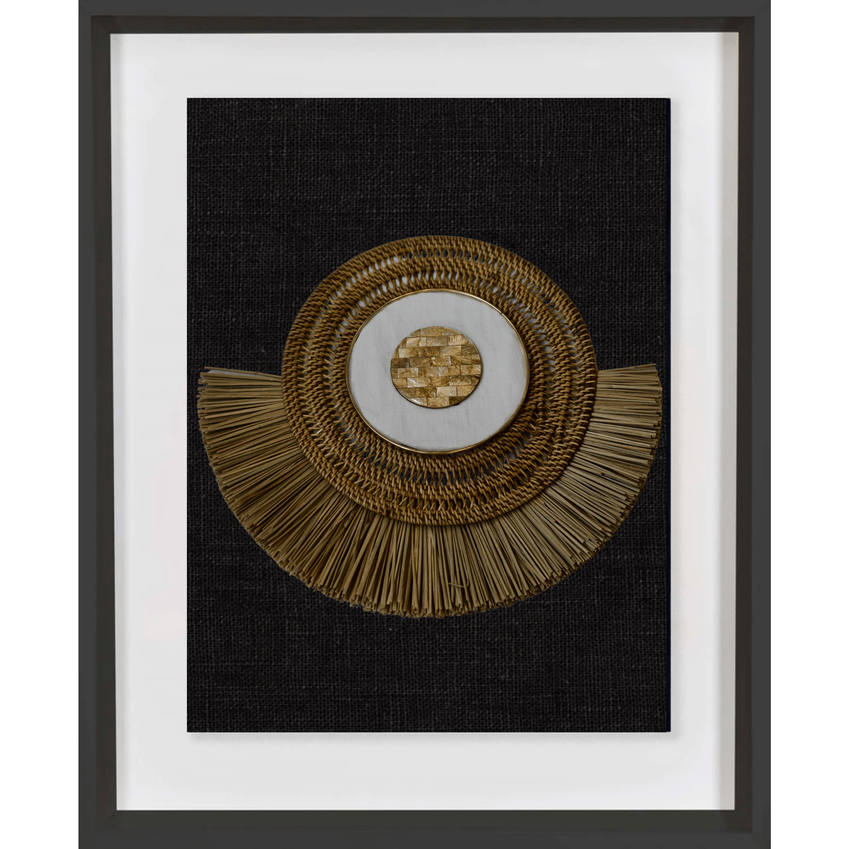 Bandhini Homewear Design Artwork Black / Black Caramel Mother of Pearl Grass Ring Artwork 67 x 85 cm