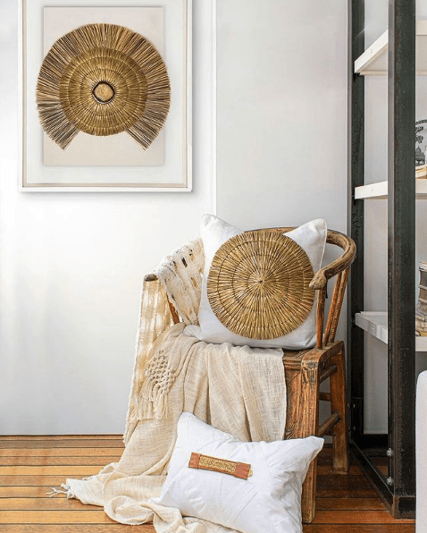 Bandhini Homewear Design Artwork Gold & Natural / 67 x 85 cm Agate Grass Mat Gold & Natural on White Artwork 67 x 85 cm