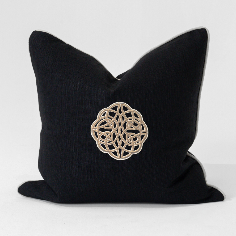 Celtic Knot Black & Natural Lounge Cushion 55 x 55cm