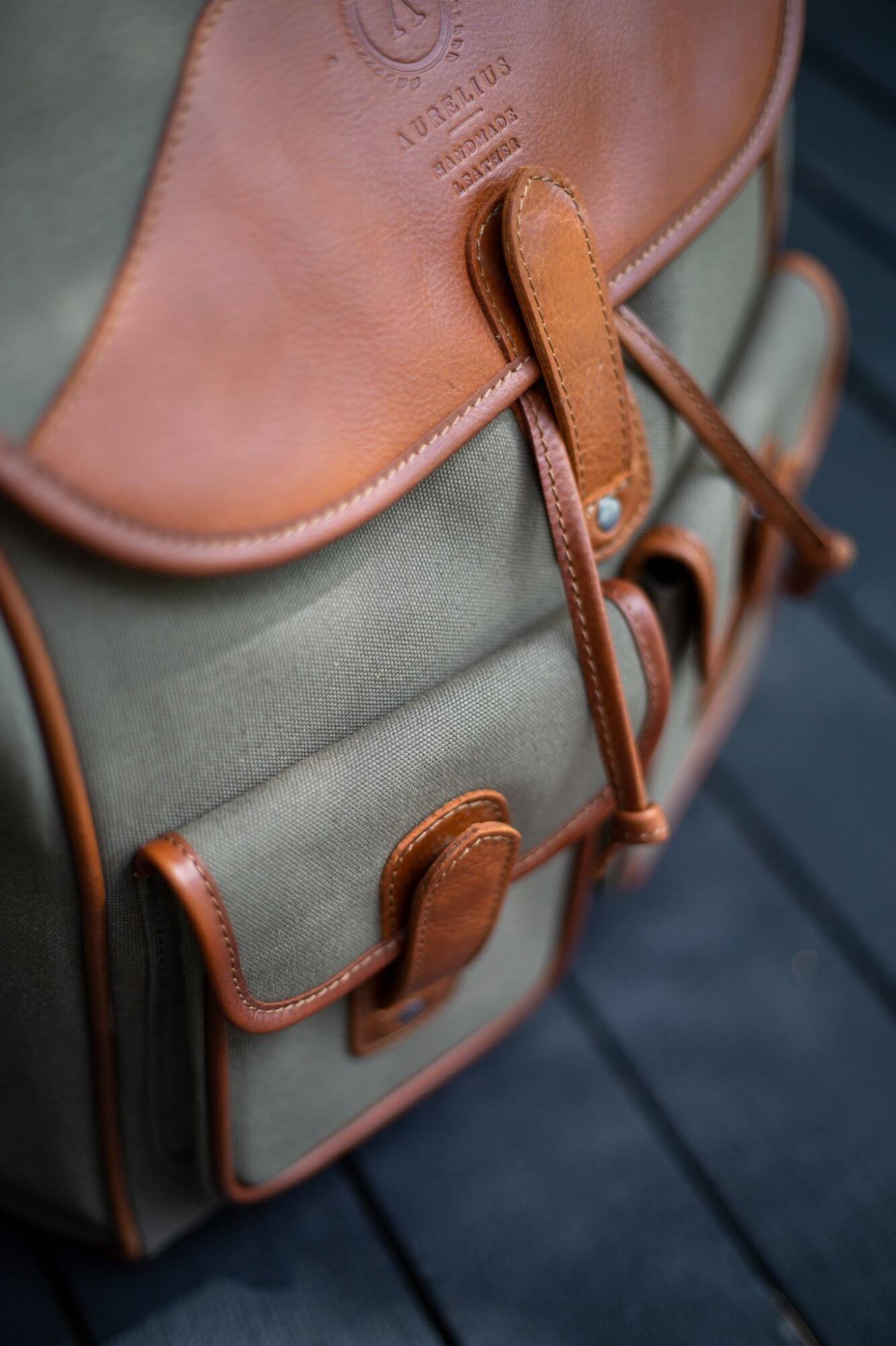 Aurelius Leather Leather Bag Backpack Byron Canvas and Leather Backpack