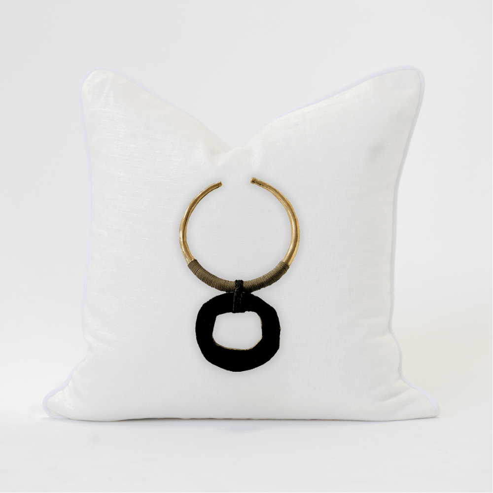 Bandhini Design House Amulet Calico Black Lounge Cushion 55 x 55cm