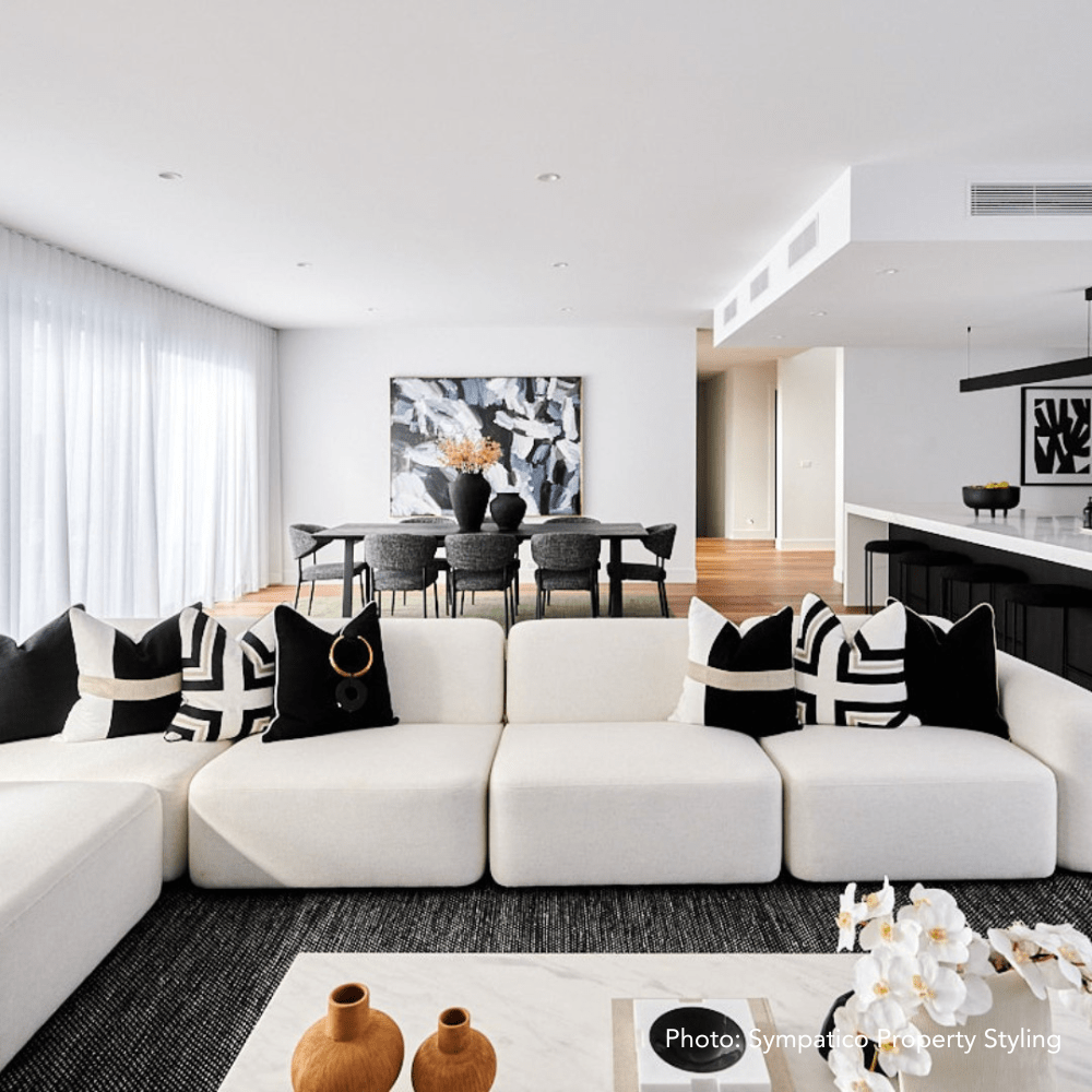 Bandhini Design House Black Amulet Calico White & White Lounge Cushion 55 x 55cm