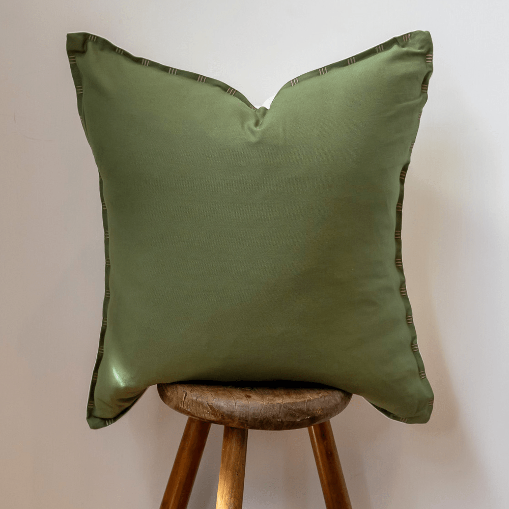 Bandhini Design House Clearance24 Cotton Reverse Green & White Lounge Cushion 55 x 55cm