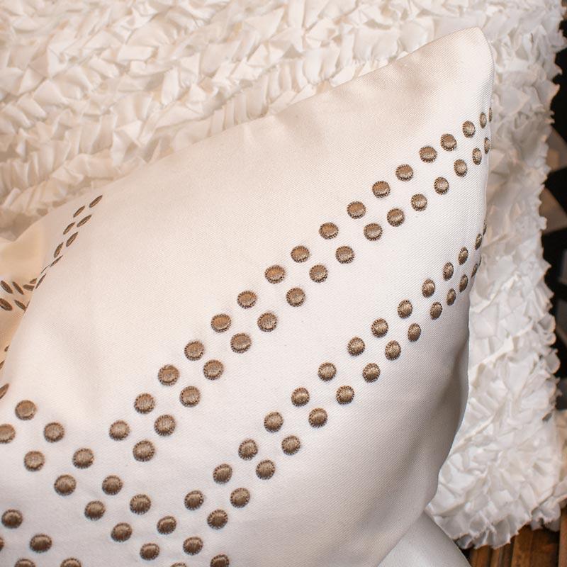 Bandhini Design House Dot Polar White & Titanium Lumbar Cushion 35 x 53cm
