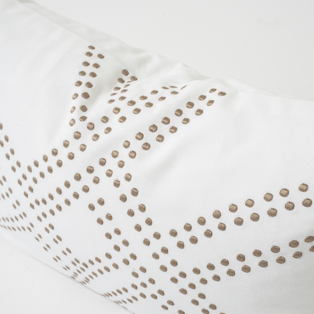 Bandhini Design House Dot Polar White & Titanium Lumbar Cushion 35 x 53cm