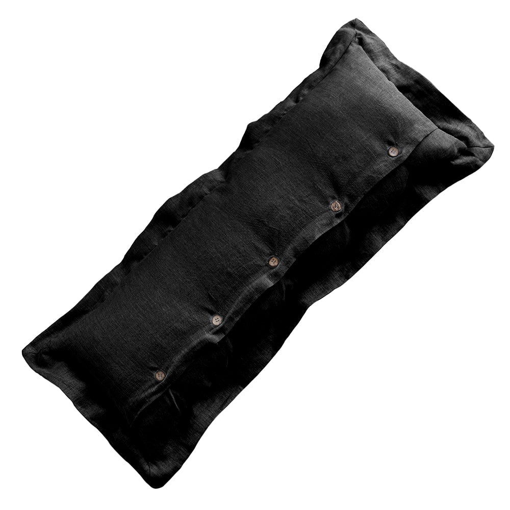 Bandhini Design House Euro Cushion Linen Flange Black Long Lumbar Cushion 35 x 90cm