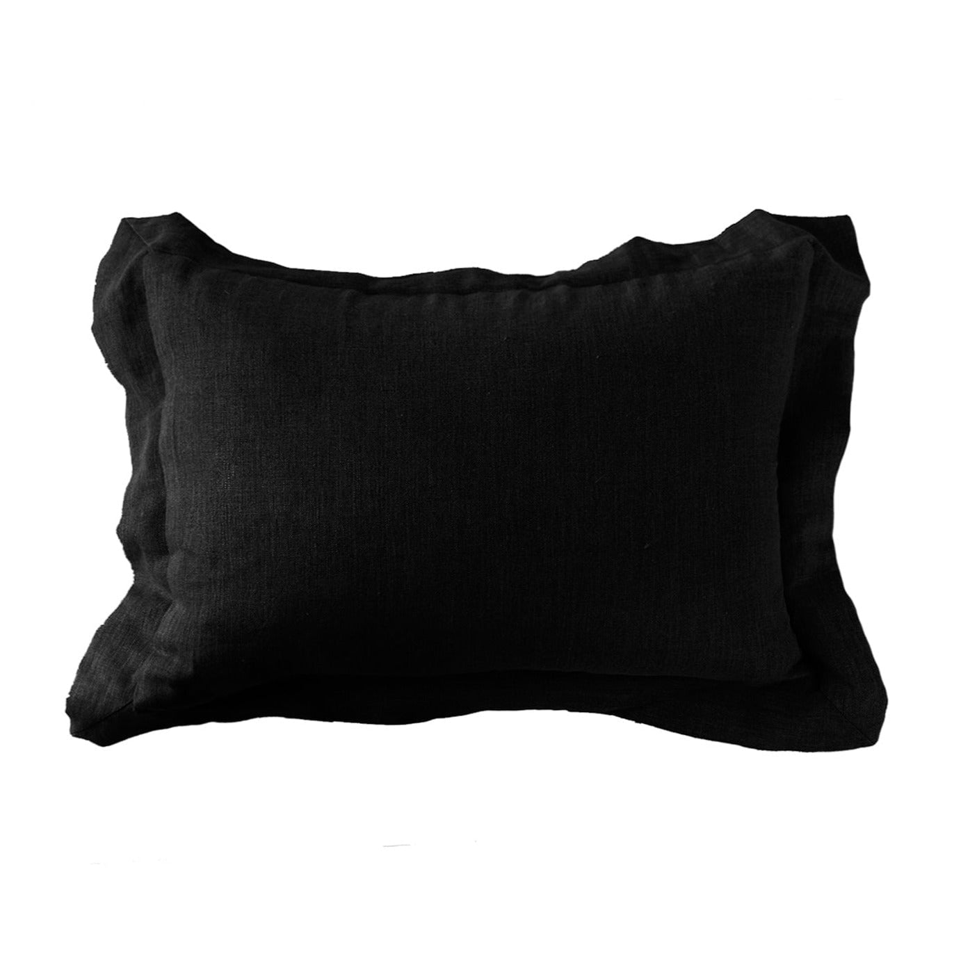 Bandhini Design House Euro Cushion Linen Flange Black Lumbar Cushion 35 x 53cm
