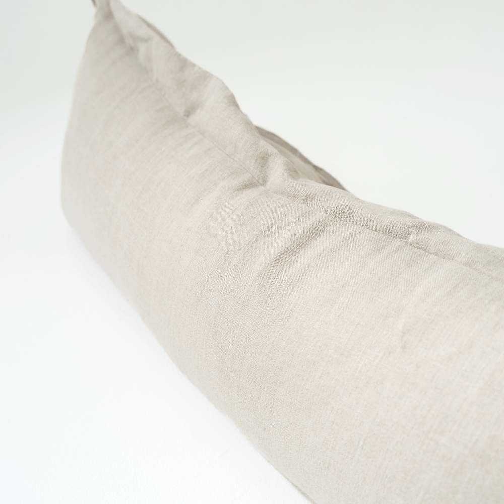 Bandhini Design House Euro Cushion Linen Flange Natural Long Lumbar Cushion 35 x 90cm