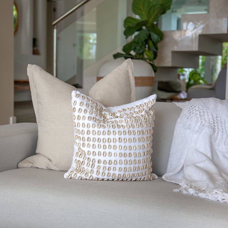 Bandhini Design House Euro Cushion Linen Flange White Lounge Cushion 55 x 55cm