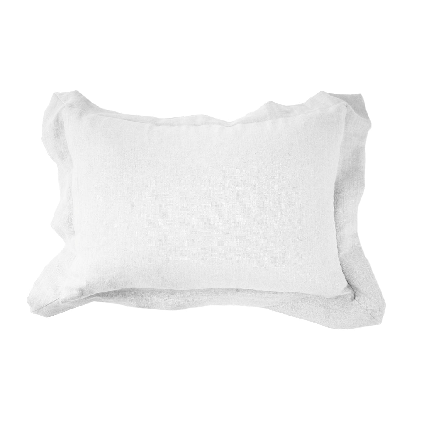 Bandhini Design House Euro Cushion Linen Flange White Lumbar Cushion 35 x 53cm