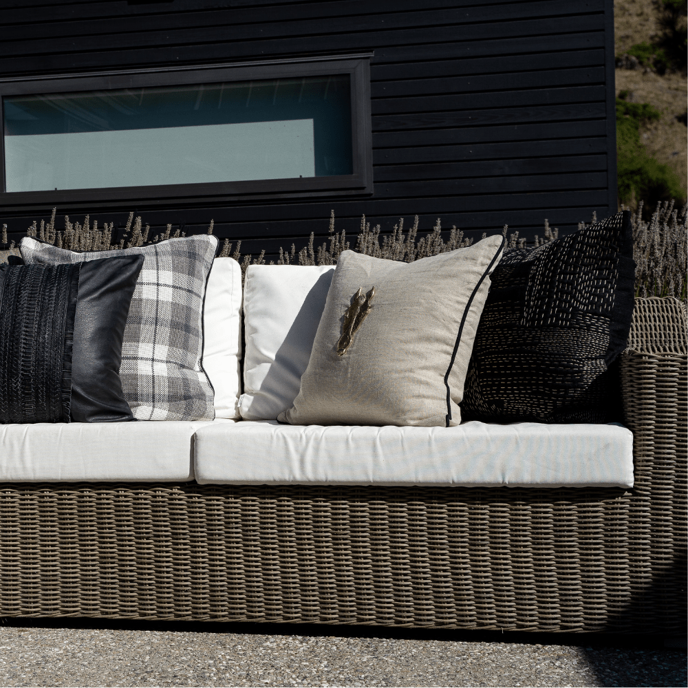 Bandhini Design House Gudri Patch Black Titanium Lounge Cushion 55 x 55cm