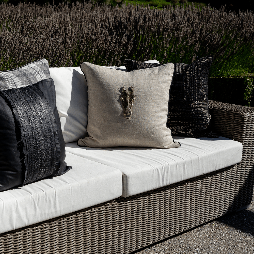 Bandhini Design House Gudri Patch Black Titanium Lounge Cushion 55 x 55cm