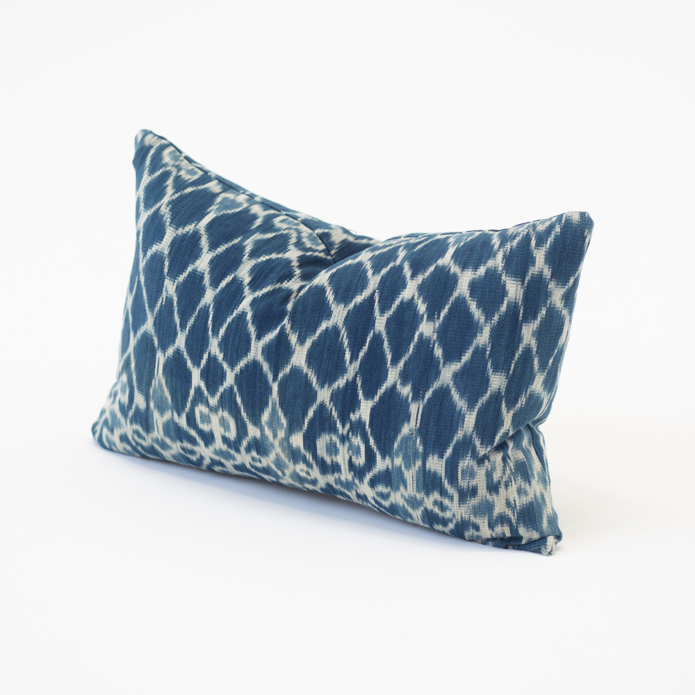 Bandhini - Design House Kilim Ikat Morinda Blue Medium Lumbar Cushion 40 x 60cm