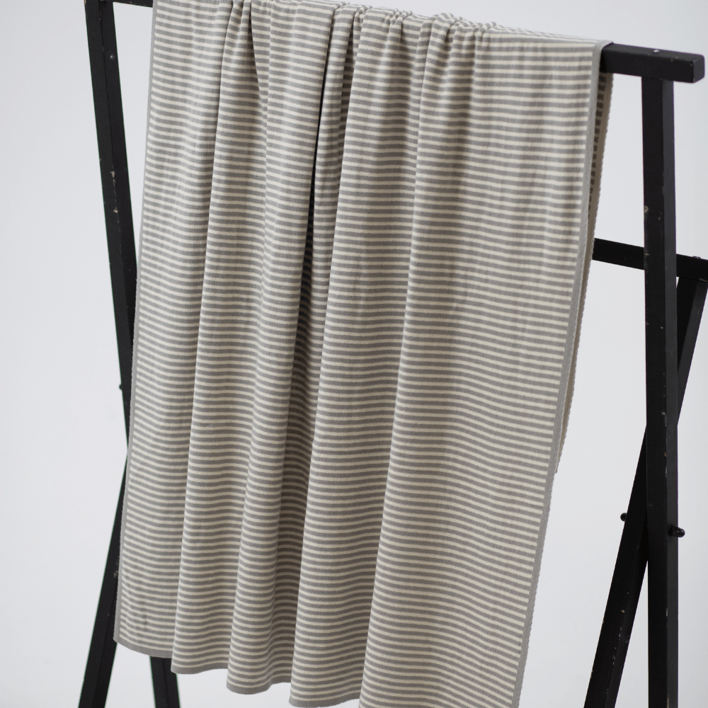 Bandhini Design House Knit Stripe Grey and White Throw 125 x 150cm