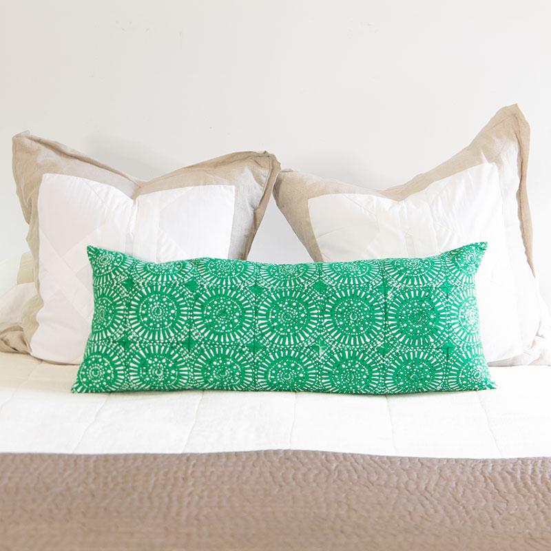 Bandhini Design House Last item sale Emerald cover only Sphere Print Emerald Long Lumbar Cushion 35 x 90cm