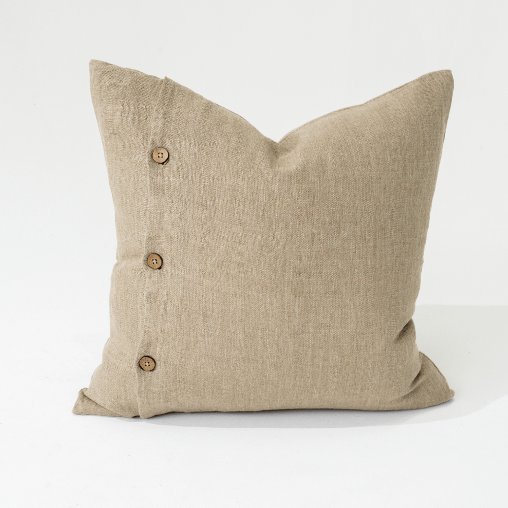 Bandhini Design House Linen Lace Stitch Natural Lounge Cushion 55 x 55cm