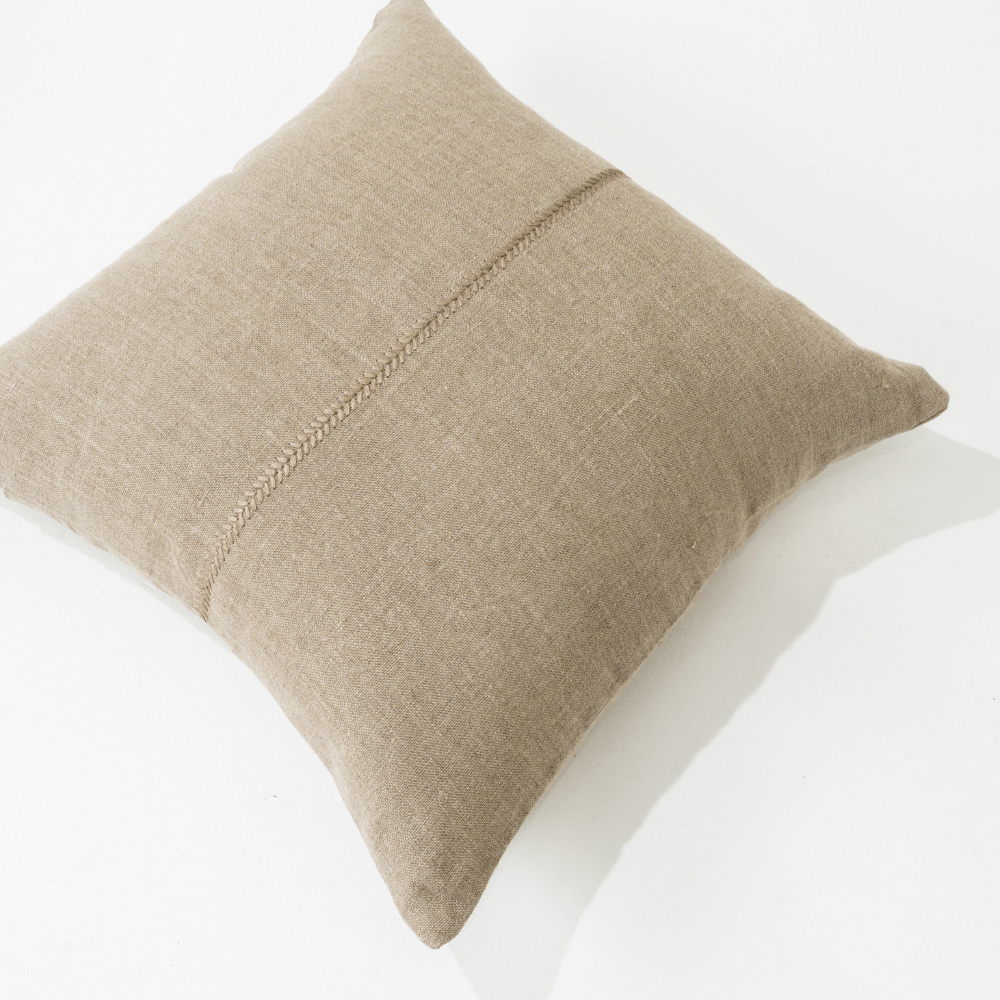 Bandhini Design House Linen Lace Stitch Natural Lounge Cushion 55 x 55cm