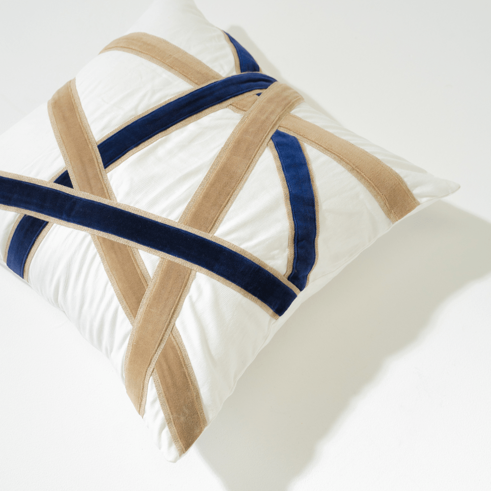 Bandhini Design House London Cross Straps White Lounge Cushion 55 x 55cm