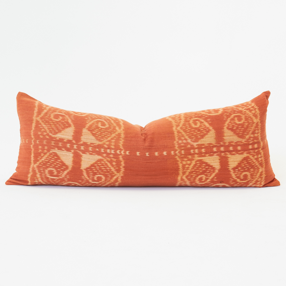 Bandhini Design House Long Lumber Cushion Kilim Ikat Morinda Coral Long Lumbar Cushion 45 x 90cm
