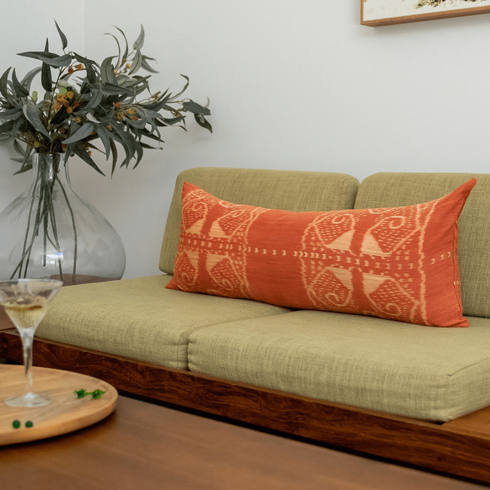 Bandhini - Design House Long Lumber Cushion Kilim Ikat Morinda Long Lumbar Cushion 45 x 90cm