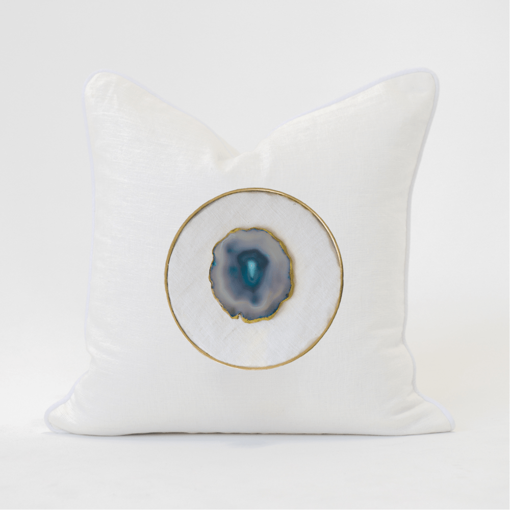 Bandhini Design House Lounge Cushion Agate Slice Blue White & White Lounge Cushion 55 x 55cm