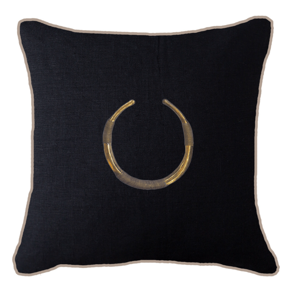 Bandhini Design House Lounge Cushion Amulet Delhi Black & Natural Lounge Cushion 55 x 55cm